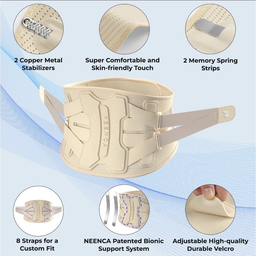 Neenca Back Brace For Lower Back Pain Relief Bionic Support System Lumbar XL‎